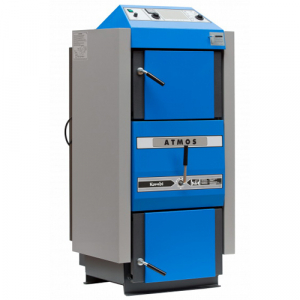 Cazane pe combustibil solid - Cazan pe lemne si carbuni Atmos, din otel cu gazeificare, model C40S 40 kw dotat cu exhaustor de fum si serpentina de racire