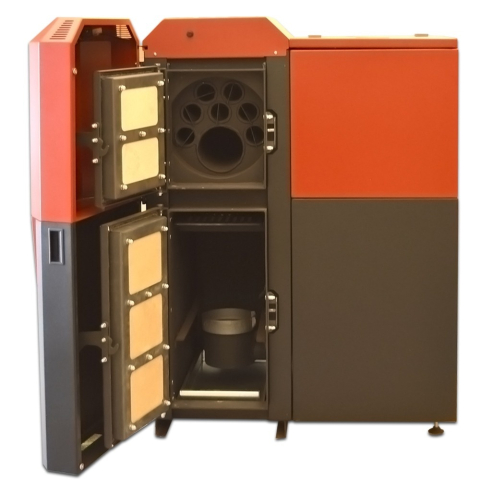 Incalzire - Centrala termica mixta lemn si peleti Termax Tera 28 kW cu buncar de 95 kg