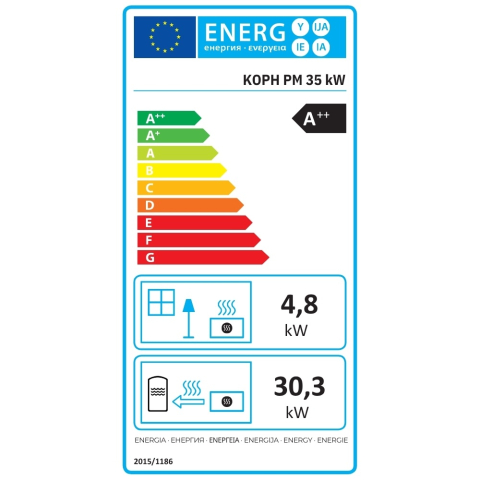 Centrala peleti KOPH PM 35 KW, 230 mp, buncar peleti 80 kg, diametru cos fum ⌀100 mm, pompa recirculare si vas expansiune incorporate, Negru [1]