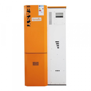 Cazane pe combustibil solid - Cazan pe peleti Fornello model Slimpel Easy 40 kw, arzator inox, pompa electronica Grundfos, sistem curatare arzator
