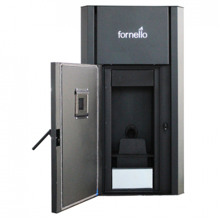 Cazan pe peleti Fornello, model Primo Pellet negru 30 kw cu buncar 30kg,  telecomanda si aprindere automata + kit de evacuare de 3.5 [2]