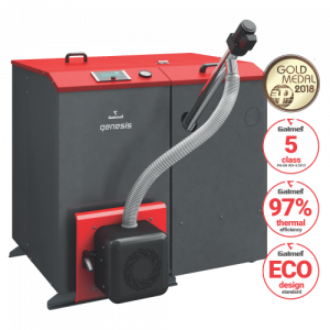 Cazane pe combustibil solid - Cazan pe peleti cu autocuratare, arzator extern M Line, complet echipat, Galmet Genesis Plus KPP 10 kw