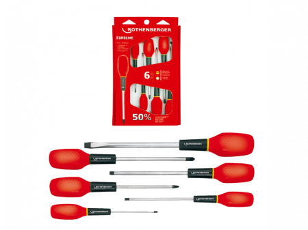 Unelte si scule de mana - Set surubelnite EUROLINE drepte/ cruce (normale) Rothenberger, cod 73570