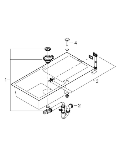 Chiuveta bucatarie Grohe Granite, k500, 1 cuva, picurator reversibil, compozit quartz, negru [1]