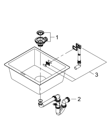Chiuveta bucatarie Grohe Granite, K700 sub blat, 533 x 457 mm, montare sub blat, evacuare manuala, kit montaj si evacuare, negru [1]
