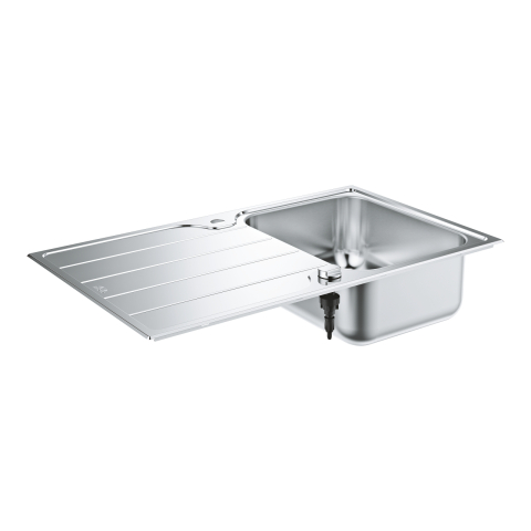 Obiecte sanitare - Chiuveta bucatarie Grohe K500 inox, picurator, 1 cuva, reversibila, montare pe blat, evacuare automata, kit montaj si evacuare, inox satinat, crom