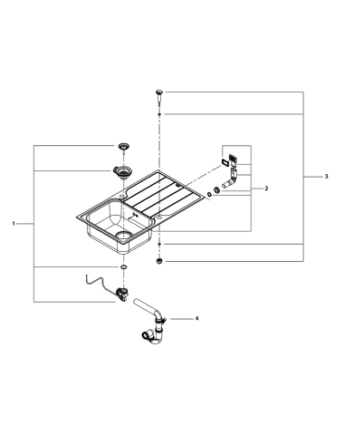 Chiuveta bucatarie Grohe K500 inox, picurator, 1 cuva, reversibila, montare pe blat, evacuare automata, kit montaj si evacuare, inox satinat, crom [2]