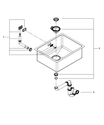 Chiuveta bucatarie Grohe K700 1 cuva, montare pe/sub blat, evacuare automata, kit montaj si evacuare, otel inoxidabil, crom [2]