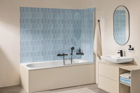 Coloana de dus Grohe Vitalio comfort 110 II rail set 600 9, 5, universala, 600 mm, dus de mana, furtun de dus, ajustabil, 2 jeturi, negru mat [5]