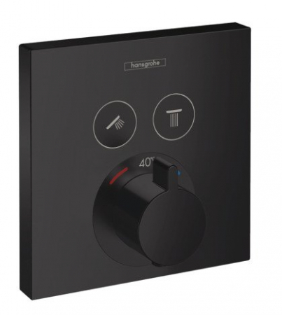 Baterii monocomanda - Baterie cada - dus termostatata Hansgrohe Select negru mat montaj incastrat necesita corp ingropat