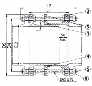 Compensator de montaj, DN1000, PN16, Tecofi JT4242 [1]