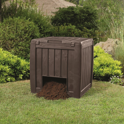 Casa si gradina - Lada compost de gradina Keter Eco 340 L din polipropilena cu baza pentru fertilizarea florilor și plantelor culoare maro capac cu inchidere etansa dimensiuni 72 x 69.5 x 72 cm