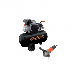 Compresoare de aer - Compresor orizontal Black+Decker 50l, 2CP, 8bar, 210l/min + Polizor unghiular Black+Decker 750W 115mm – BD 205/50+BEG110