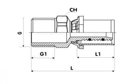 Conector sertizare filet exterior 3/4 tol x 16x2 ICMA [1]