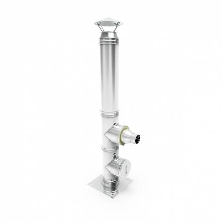 Cos de fum inox, Fornello dublu perete inox-inox, izolatie din vata bazaltica 40 mm, inaltime 6 metri, diametru interior 200 mm, pentru centrale pe lemn, carbune si peleti, complet [2]