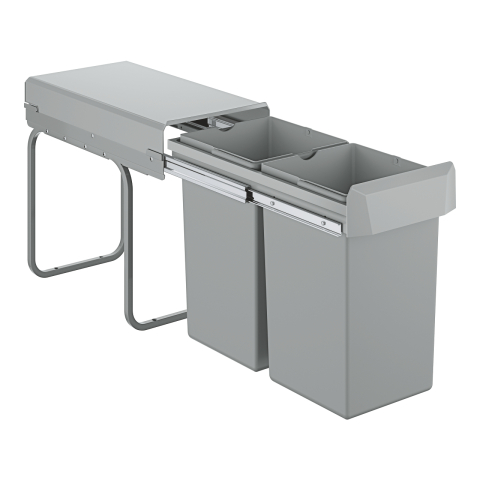Accesorii bucatarie - Cos de gunoi incorporabil Grohe waste bin 30cm, 2x15l, extensibil, 2 recipiente 15l, gri