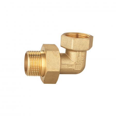 Fitinguri filetate alama - Cot 90° cu olandez, 1/2 tol filet interiorx 1/2 tol filet exterior, alama, Everpro