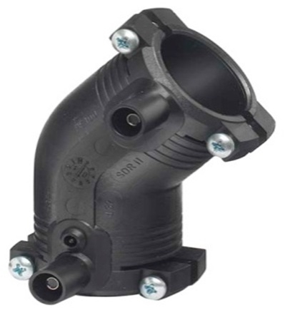 Fitinguri electrofuziune SDR 11 - Cot 45° electrofuziune PE, DN 160 mm, 10 bar - gaz, 16 bar - apa, SDR 11 GF