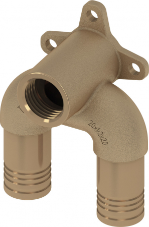 Fitinguri din bronz/PPSU - Cot dublu TECElogo-Push din bronz, 20 mm x Rp 1/2" x 20 mm