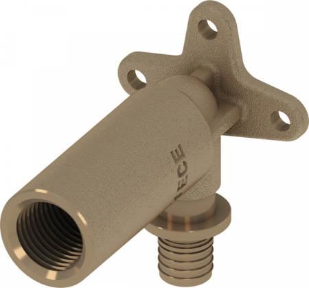 Fitinguri din bronz - Cot lung TECEflex din bronz, cu fixare pe perete, Ø 16 x 1/2" FI
