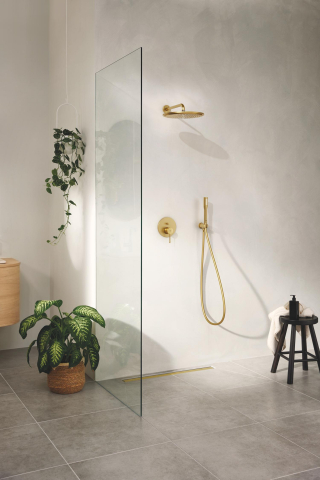 Cot de iesire Grohe Rainshower dus cu suport, montare pe perete, universal, filet tata, suport, auriu mat [5]