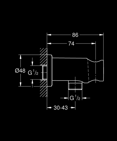 Cot de iesire Grohe Rainshower dus cu suport, montare pe perete, universal, filet tata, suport, antracit mat [1]