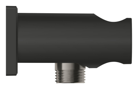 Cot de iesire Grohe Rainshower dus cu suport, ornament patrat, montare pe perete, universal, filet tata, suport integrat, negru mat [3]