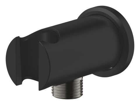 Cot de iesire Grohe Rainshower dus cu suport, ornament rotund, montare pe perete, universal, filet tata, suport integrat, negru mat [3]
