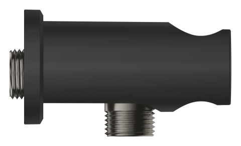 Cot de iesire Grohe Rainshower dus cu suport, ornament rotund, montare pe perete, universal, filet tata, suport integrat, negru mat [1]
