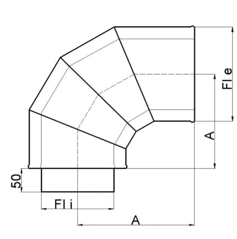Cot inox izolat DP 90°, Ø80 mm [2]