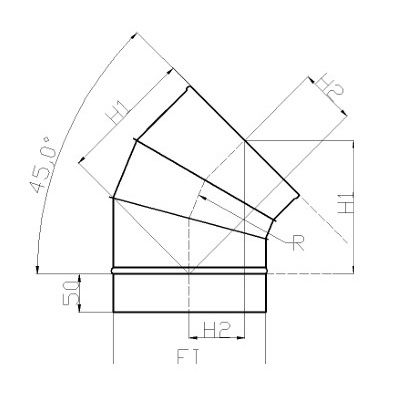 Cot inox SP 45°, ⌀160 mm [1]