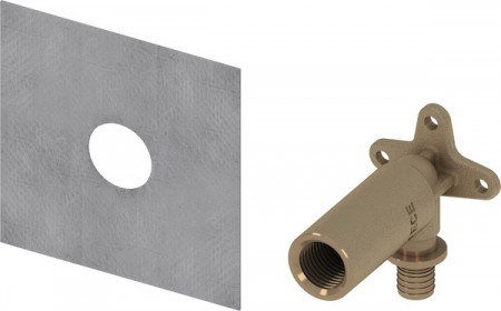Tevi, fitinguri, robineti si accesorii - Cot lung din alama TECEflex Ø16 x 1/2" FI, cu fixare pe perete, include izolatie