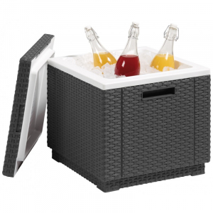 Cutii de depozitare tip scaun - Cutie depozitare patrata graphite Keter Ice Cube