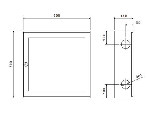 Cutie hidrant PYR LUX C52 - 500x500x140 INOX cu usa cu sticla, sistem complet fara tambur [1]