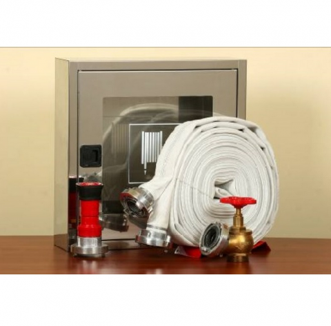Hidranti interiori - Cutie hidrant PYR LUX C52 - 500x500x140 INOX cu usa cu sticla, sistem complet fara tambur