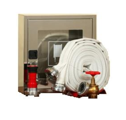 Hidranti interiori - Cutie hidrant INOX, 500x500x140 mm, cu usa de sticla, complet echipata, Auras LT C52