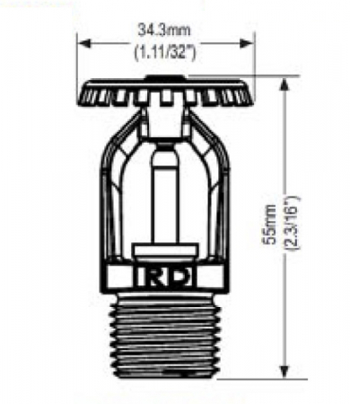 Sprinkler UPRIGHT, alama, 68°C, K=80, raspuns standard, rosu, Rapidrop [1]