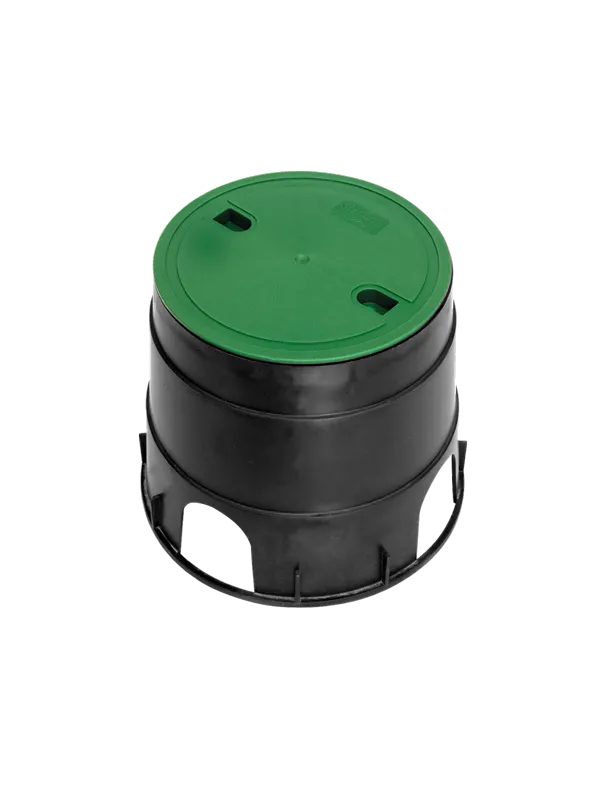 Echipamente pentru irigatii - Cutie din polipropilena rotunda pentru VALVE D240 negru+verde 300x250 - Vodaland gama Terra
