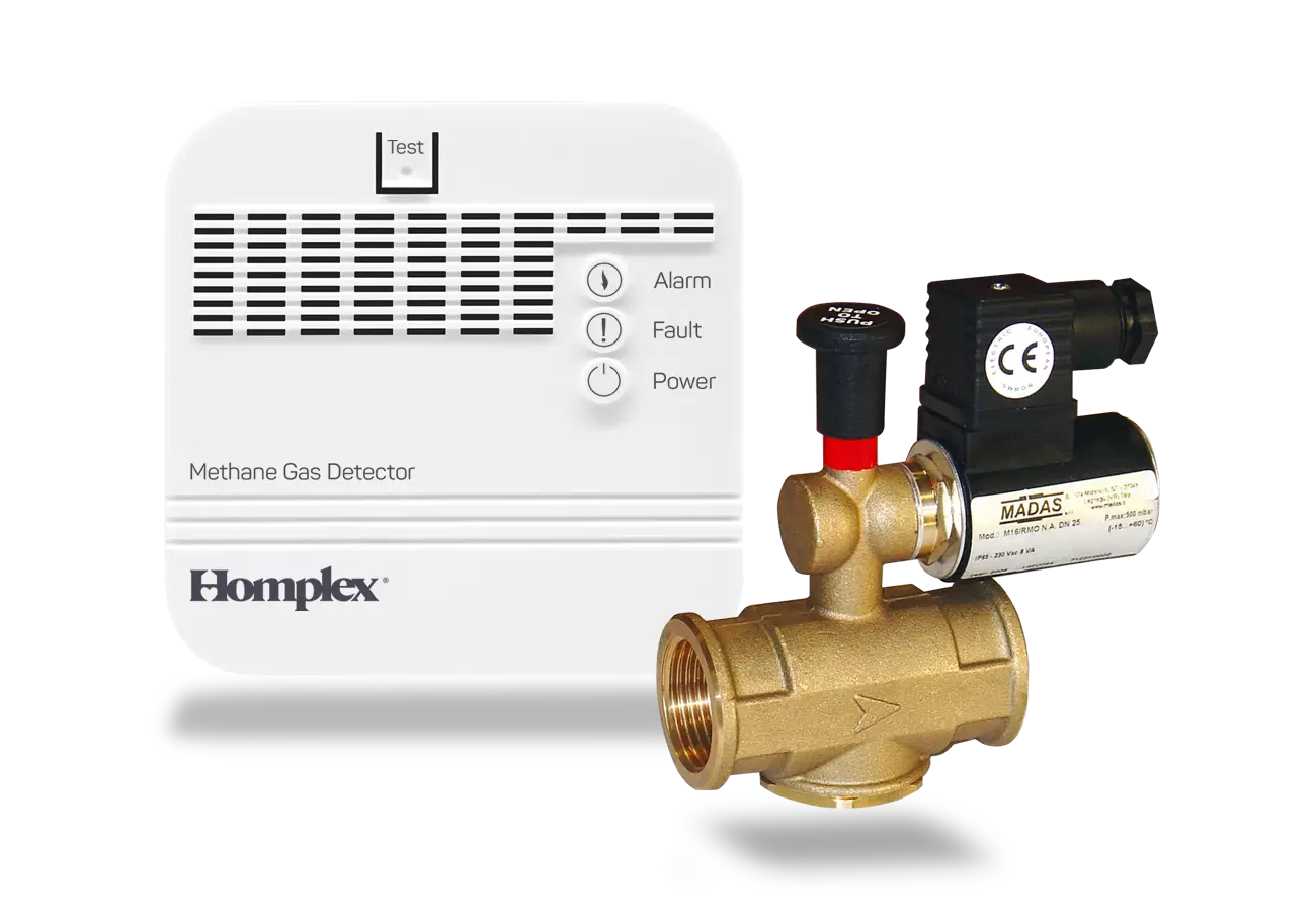 Detectoare de gaz si fum - Detector pentru gaz metan Homplex HD300 PRO cu electrovalva DN 25