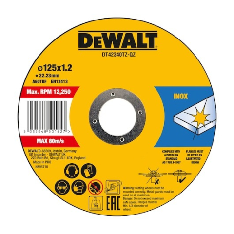 Scule si dispozitive de lucru - Disc DeWalt DT42340TZ 125 mm x 1.2 mm x 22.23mm 10 pcs
