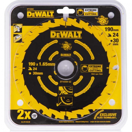 Scule si dispozitive de lucru - Disc DeWALT DT10304 pentru lemn 24 dinti 190x1.65x30mm Corded Extreme
