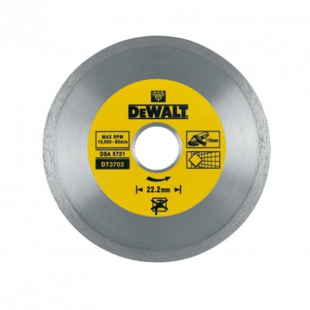 Scule si echipamente pentru constructii - Disc diamantat continue Dewalt 115x22.2x1.6 mm - DT3703