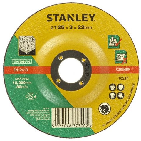 Scule si dispozitive de lucru - Disc abraziv Stanley STA32080 piatra/ciment 125 x 22 x 3.2 mm