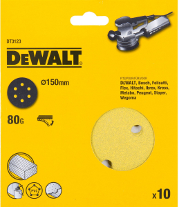 Scule si dispozitive de lucru - Disc abraziv "Velcro" 150mm x 80 gr - 10 buc DeWalt - DT3123-QZ