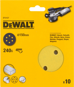 Scule si echipamente pentru constructii - Disc abraziv "Velcro" 150mm x 240 gr - 10 buc DeWalt - DT3127-QZ