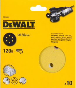Scule si dispozitive de lucru - Disc abraziv "Velcro" 150mm x 120 gr - 10 buc DeWalt - DT3125-QZ