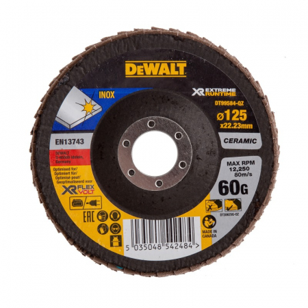 Dispozitive pentru prelucrarea lemnului - Disc lamelar XR pentru polizare inox 125x22.23mm 60gr DeWALT - DT99584