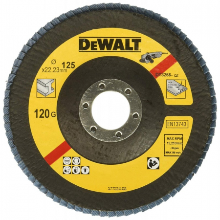 Scule si echipamente pentru constructii - Disc lamelar pentru metal 125x22.23mm 120gr DeWalt - DT3268
