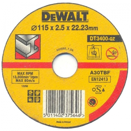 Scule si dispozitive de lucru - Disc abraziv DeWALT DT3400 plat taiere metal 125mm