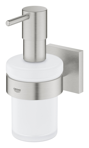 Dozator sapun Grohe Start Cube cu suport, montare pe perete, fixare ascunsa, crom mat [1]